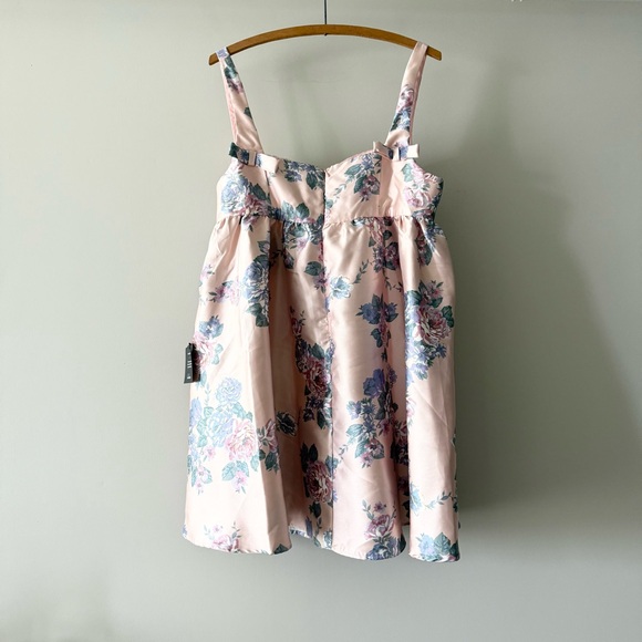 NWT Lulu’s Unbelievably Lovely Pink Floral Babydoll Empire Waist Mini Dress XL - Picture 7 of 8